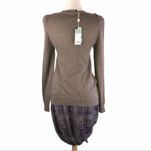 Hoss Tan Alpaca Sweater w Blue Print Silk Bottom - Picture 3 of 6